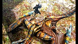画像ギャラリー No.005のサムネイル画像 / 走る跳ぶ，そしてよじ登る「モンスターハンター4」のプロモーションムービーを掲載。一緒にいるのはオトモアイルー？