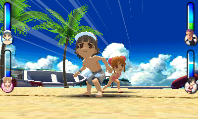 画像ギャラリー No.014のサムネイル画像 / 3DS用ダウンロードソフト「おきらくビーチバレー3D」が8月8日配信。「おきらく家族」が常夏のビーチで最強を目指す