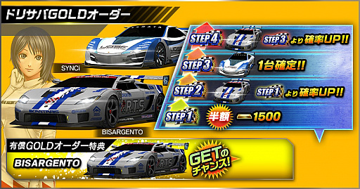 画像ギャラリー No.009のサムネイル画像 / 「ドリスピ」,RIDGE RACERとのコラボイベント“ドリフトサバイバル”が開催。GOLDオーダーにBISARGENTOとSYNCiが登場
