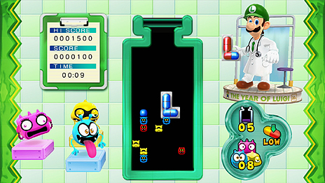 画像ギャラリー No.002のサムネイル画像 / 今度はルイージがドクターに。Wii Uダウンロードソフト「Dr.LUIGI ＆ 細菌撲滅」が2014年1月15日配信。新薬「L型カプセル」も登場