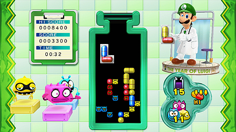 画像ギャラリー No.008のサムネイル画像 / 今度はルイージがドクターに。Wii Uダウンロードソフト「Dr.LUIGI ＆ 細菌撲滅」が2014年1月15日配信。新薬「L型カプセル」も登場