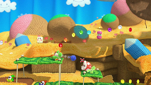 画像ギャラリー No.002のサムネイル画像 / 毛糸を集めて仲間を救うWii U「ヨッシー ウールワールド」は，“ヨッシーゲーム”初の2人同時プレイに対応