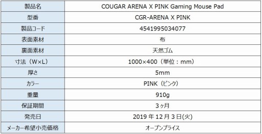 画像ギャラリー No.001のサムネイル画像 / ピンク色をしたCOUGAR製ゲーマー向けキーボードやマウス,ヘッドセットが国内発売