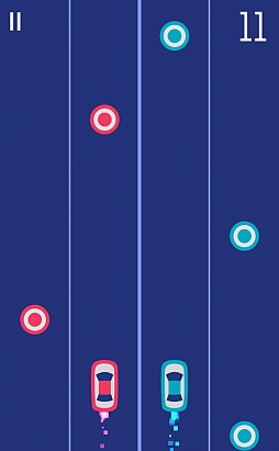 画像ギャラリー No.008のサムネイル画像 / 2台の車を同時に操作する激ムズゲーム。スマホ向けアクション「2 Cars」を紹介する「（ほぼ）日刊スマホゲーム通信」第725回