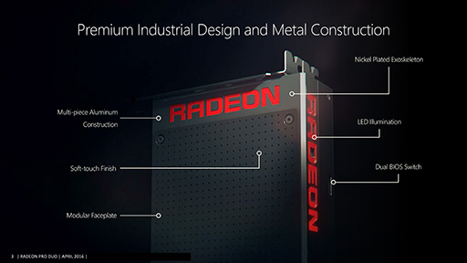 画像ギャラリー No.003のサムネイル画像 / AMD，デュアルFijiカード「Radeon Pro Duo」の詳細を公開。国内でのカード単体販売はなし