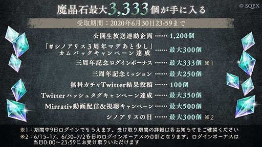 画像ギャラリー No.002のサムネイル画像 / 「SINoALICE」が本日配信3周年。「毎日無料11連ガチャ」や魔晶石のプレゼント,新ジョブ登場など内容盛りだくさんの記念イベントも開始に