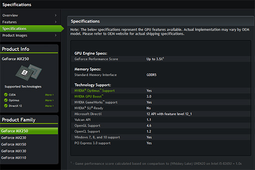 画像ギャラリー No.003のサムネイル画像 / NVIDIA，ノートPC向け単体GPU「GeForce MX250」「GeForce MX230」を製品リストに追加