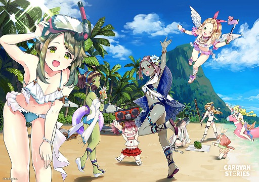 画像ギャラリー No.001のサムネイル画像 / PS4版「CARAVAN STORIES」，16体分の水着衣装と新キャラクター「ガオ」が登場する伊江島イベントを開始