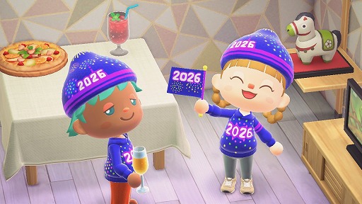 画像ギャラリー No.002のサムネイル画像 / 「あつまれ どうぶつの森」ニューイヤー2026のマイデザインを配布開始。1月のアイコンパーツや新作壁紙の情報も公開