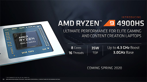 画像ギャラリー No.004のサムネイル画像 / AMD,ゲームノートPC向けAPU「Ryzen 9 4900H」を発表。最大4.4GHz駆動で,iGPUは8CU仕様に