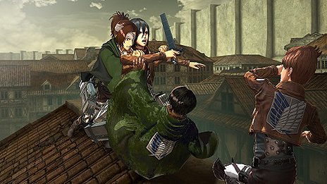 画像ギャラリー No.009のサムネイル画像 / 「進撃の巨人2 -Final Battle-」,「射撃装備」のフックドライブシーンが画像で公開。キャラエピソードモードの追加画像も