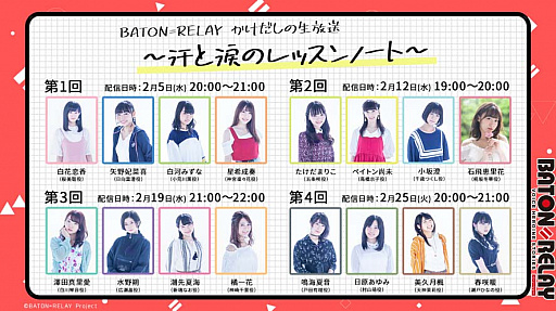 画像ギャラリー No.002のサムネイル画像 / 「BATON=RELAY」,YouTubeでの定期生放送の配信決定&1stLIVEで「スペシャル招待公演」を開催