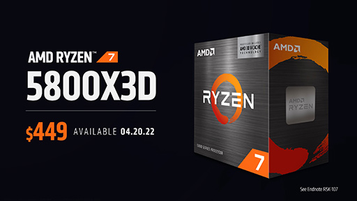 画像ギャラリー No.002のサムネイル画像 / AMD，3D V-Cache搭載の新型CPU「Ryzen 7 5800X3D」を4月20日に発売。大容量キャッシュメモリによる高いゲーム性能をアピール