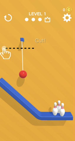 画像ギャラリー No.001のサムネイル画像 / ロープを切ってストライク！ スマホ向けパズル「Rope Bowling」を紹介する「（ほぼ）日刊スマホゲーム通信」第2230回