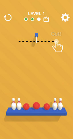 画像ギャラリー No.003のサムネイル画像 / ロープを切ってストライク！ スマホ向けパズル「Rope Bowling」を紹介する「（ほぼ）日刊スマホゲーム通信」第2230回