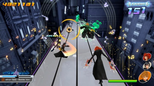 画像ギャラリー No.001のサムネイル画像 / 「KINGDOM HEARTS Melody of Memory」の基本操作や各モードの情報が公開。シオン，ロクサス，アクセルのパーティーが登場