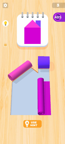 画像ギャラリー No.003のサムネイル画像 / カラーペーパーを見本どおりに敷く。スマホ向けパズル「Color Roll 3D」を紹介する「(ほぼ)日刊スマホゲーム通信」第2423回