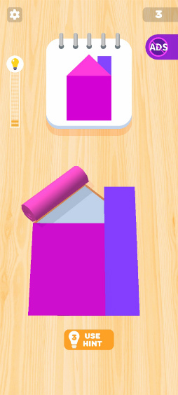 画像ギャラリー No.004のサムネイル画像 / カラーペーパーを見本どおりに敷く。スマホ向けパズル「Color Roll 3D」を紹介する「(ほぼ)日刊スマホゲーム通信」第2423回