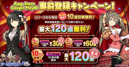 画像ギャラリー No.001のサムネイル画像 / 「ガールズシンフォニー」事前登録者数10万人を突破。リリース時に最大120連無料