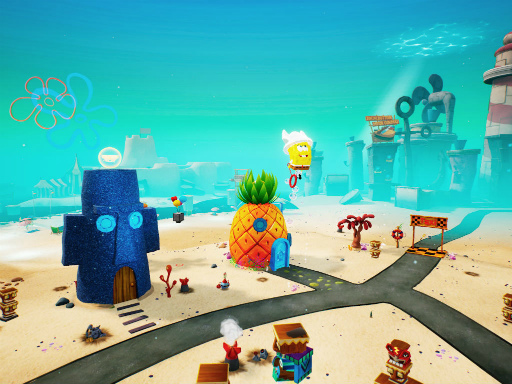 画像ギャラリー No.007のサムネイル画像 / スマホ版「スポンジ・ボブ:Battle for Bikini Bottom」が配信中。ビキニタウンをパンツでバンジージャンプ!