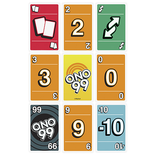画像ギャラリー No.004のサムネイル画像 / UNOシリーズの足し算ゲーム「ONO 99」5月下旬発売。順番にカードを出し,どれを出しても場のカードの合計が99以上になる人から脱落していく