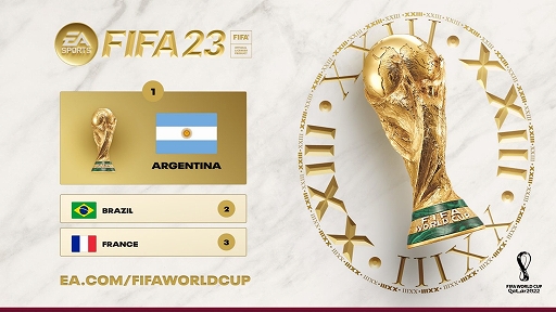 画像ギャラリー No.001のサムネイル画像 / 「FIFA 23」，ワールドカップでのアルゼンチン勝利予想に成功。公式ライセンス作品最後の年に4大会連続で勝者を当てる