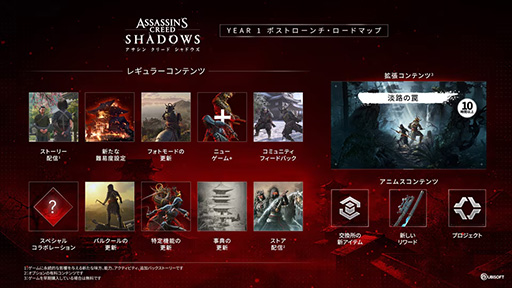 画像ギャラリー No.001のサムネイル画像 / 「アサシン クリード シャドウズ」，今後の展開をまとめたYear 1ロードマップが公開に。無料クエストやパルクールのアップデートが順次登場