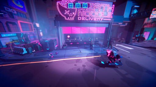 画像ギャラリー No.002のサムネイル画像 / サイバーパンクなフードデリバリーゲーム「Death Noodle Delivery」の体験版がSteamで配信中。無法地帯をホバーボードで駆け抜けろ