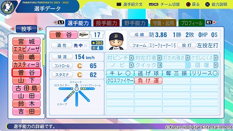 画像ギャラリー No.014のサムネイル画像 / 「パワフルプロ野球2024-2025」第7回アップデートを実施。2024年シーズン終了時点の選手データを反映，井上温大選手のフォークも変化