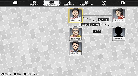 画像ギャラリー No.008のサムネイル画像 / 「北海道連鎖殺人 オホーツクに消ゆ〜追憶の流氷・涙のニポポ人形〜」人物相関図や捜査マップなど，リメイク版の便利機能を紹介