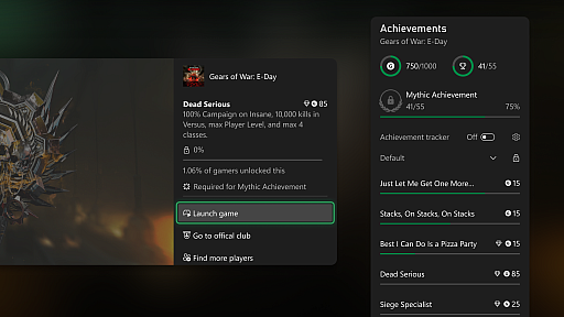 画像ギャラリー No.006のサムネイル画像 / XBOXに全実績コンプリートを称える新要素“Mythic Achievements”がInsider向けにテスト導入。基本実績をコンプリートすると特別なステータスを獲得できる