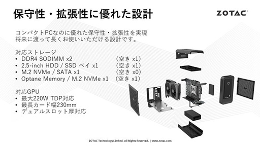 画像ギャラリー No.006のサムネイル画像 / ZOTAC,RTX 3070&i7-10700搭載の小型デスクトップPCを発売