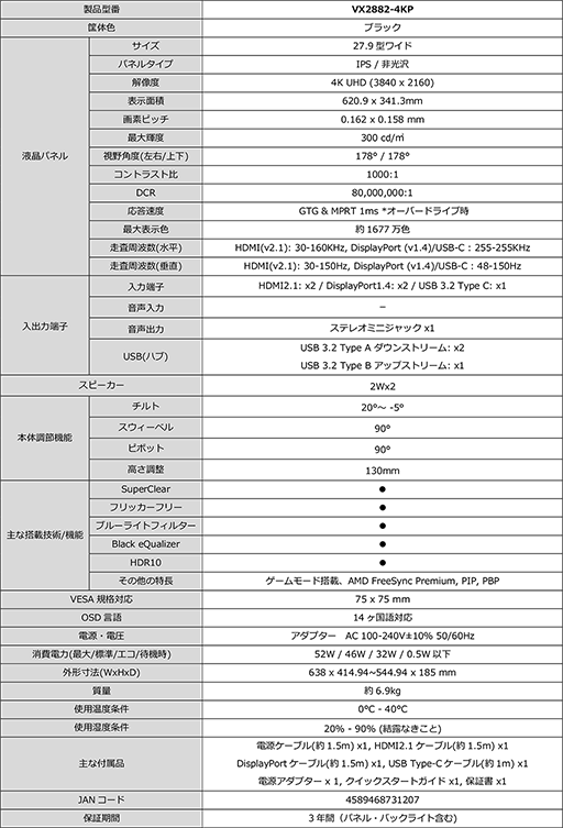画像ギャラリー No.012のサムネイル画像 / ViewSonic，150Hz表示対応パネル採用の27.9インチ4Kディスプレイを国内発売。HDMI 2.1入力にも対応