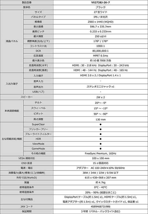 画像ギャラリー No.010のサムネイル画像 / 27型1440p,165Hz表示のディスプレイが約3万8000円でドスパラ専売
