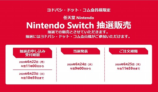 画像ギャラリー No.001のサムネイル画像 / ヨドバシ・ドット・コムにてNintendo Switch/Nintendo Switch Lite本体や「リングフィット アドベンチャー」などの抽選販売が開始。受付は6月23日10:59まで